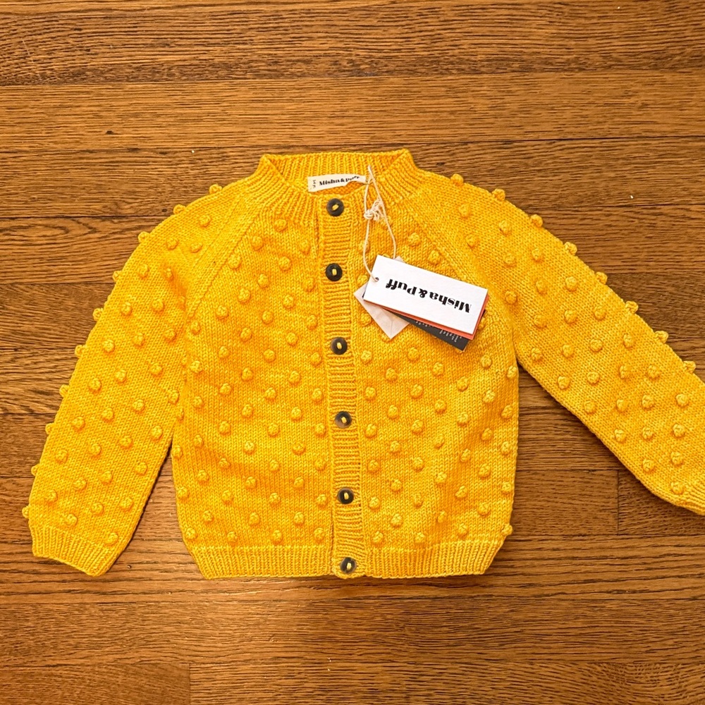 Misha and Puff Popcorn Cardigan NWT